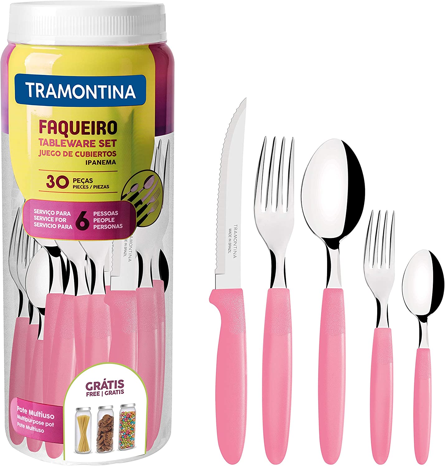 Faqueiro Inox Ipanema 30 Peças Rosa Tramontina