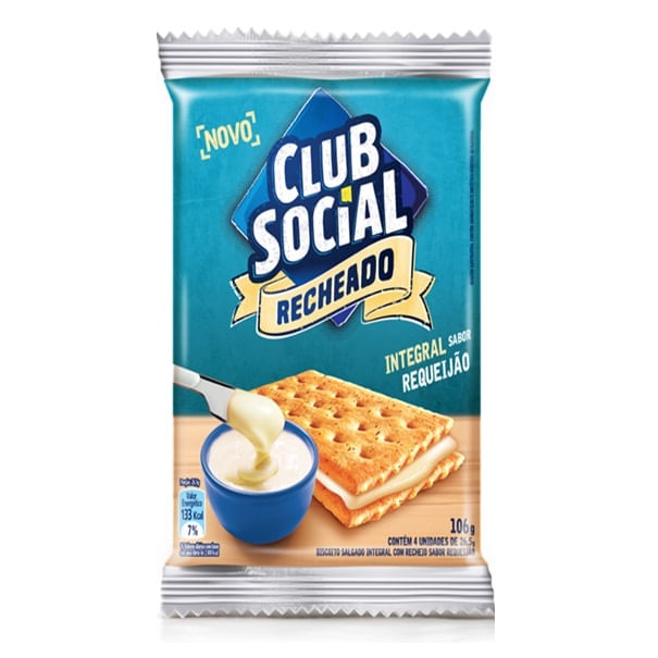 Biscoito Recheado Integral Requeijão Club Social 105g