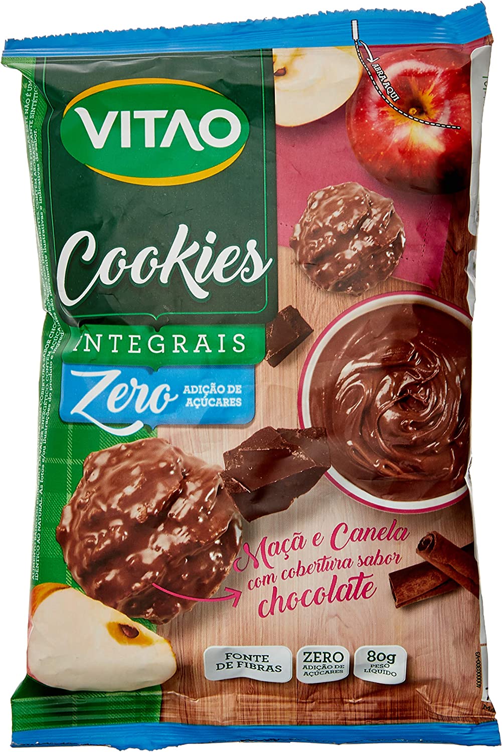 Biscoito Cookies Integral Maçã e Canela Zero Açúcar Vitao 80g