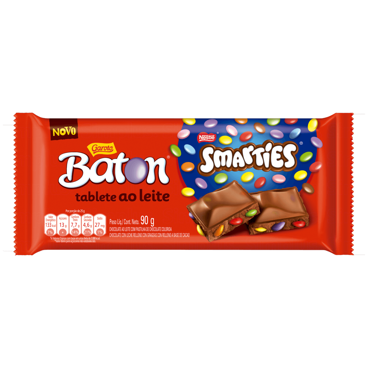 Chocolate Ao Leite Smarties Baton 90g