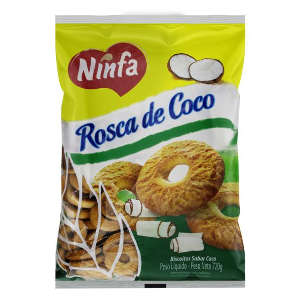 Biscoito Doce Rosca Sabor Côco Ninfa Pacote 720G