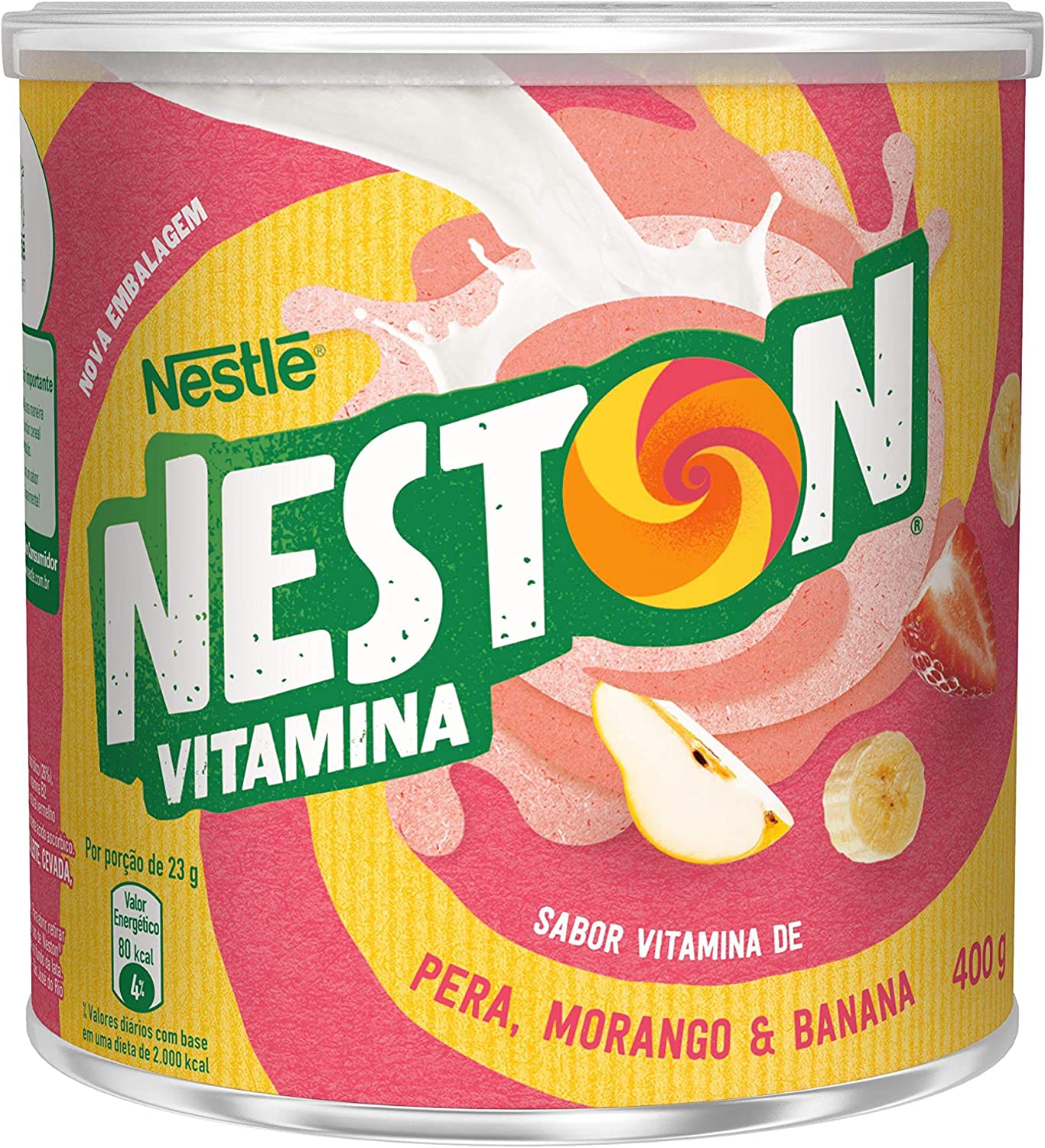 NESTON Vitamina - Pó para preparo instantâneo Morango, Pera e Banana 400g