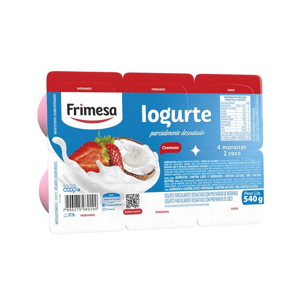 Iogurte Polpa Morango + Coco Frimesa 540g