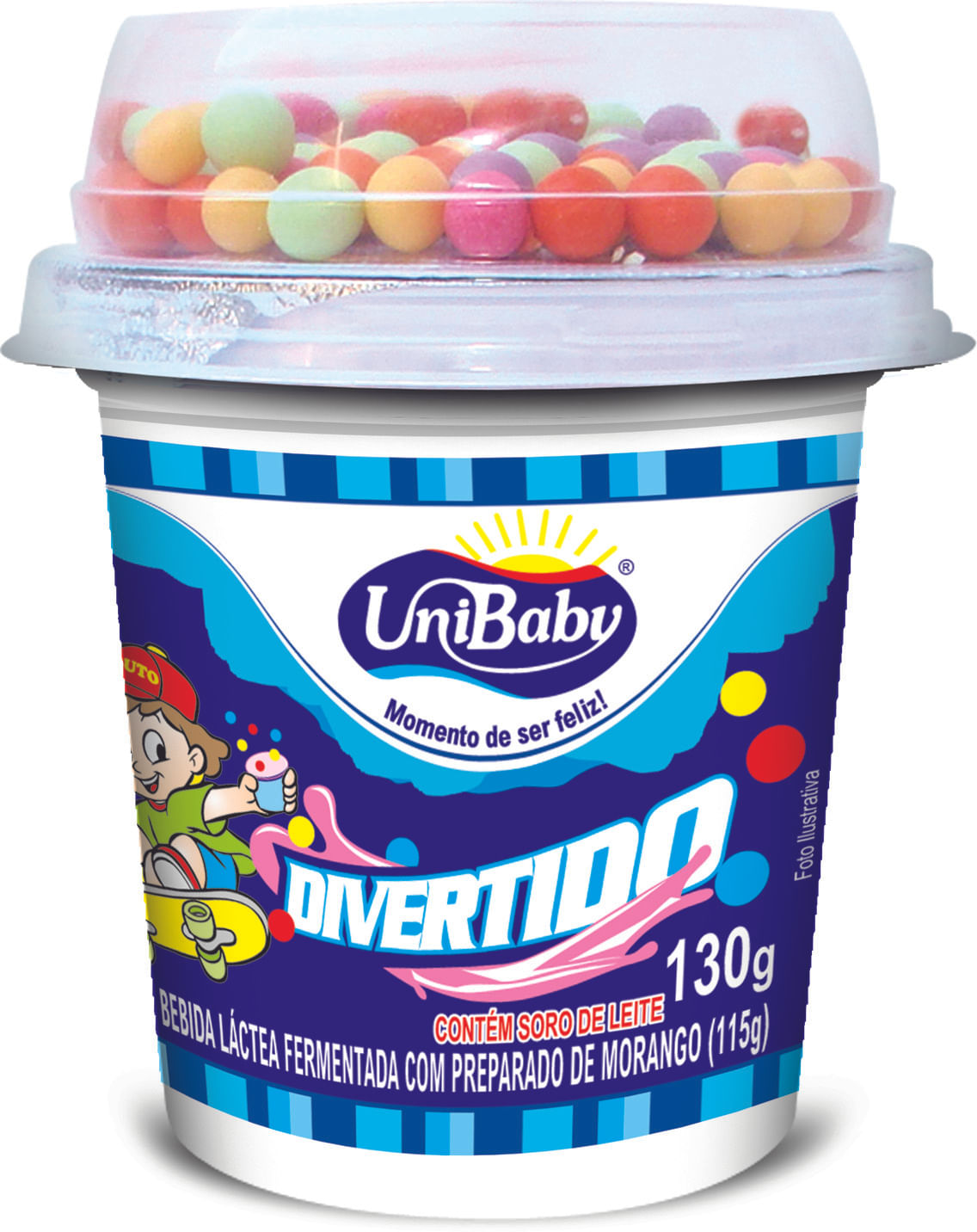 Bebida Láctea Morango Com Confeitos Coloridos Divertido Unibaby 130g