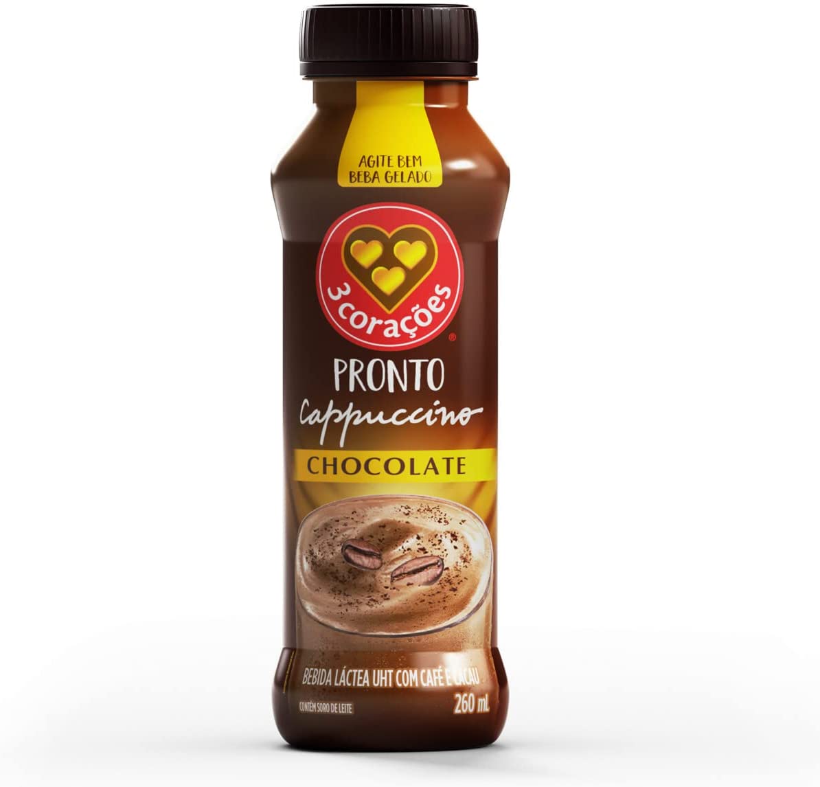 Bebida Láctea Uht Cappuccino Chocolate 3 Corações 260mL