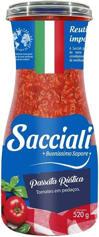 Passata de Tomate Sacciali Rústica Vidro 520g