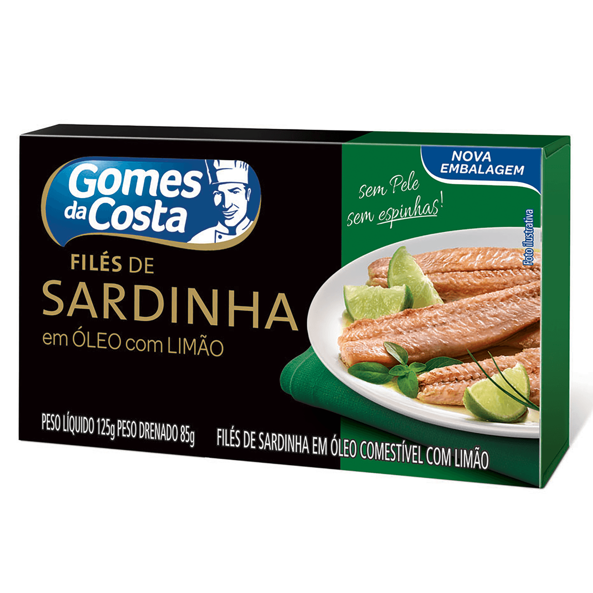 Filés de Sardinha em Óleo com Limão Gomes da Costa 125g